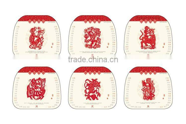 Reunion auspicious art calendar, desk calender printing in 2016