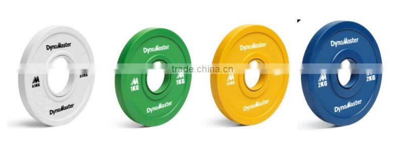 Dynomaster Fitness colored crossfit equipment olympic bumper plates IWF Friction Grip Change Plate KGS