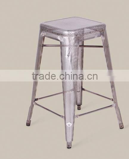 Vintage Industrial Stripped and Polished Meta French Style Cafe Bar Stool