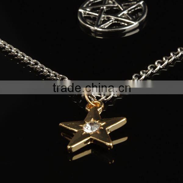star long multilayers mix gold silver 24k gold necklace