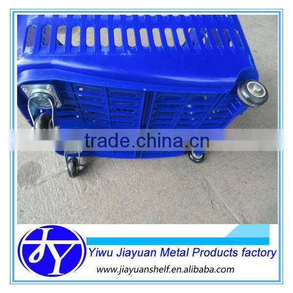 55L four wheels shopping basket with folding handle bar
