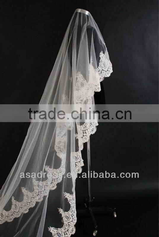 Long Cathedral Lace Edge Bridal Veil Wedding Accessary(AC-1079)