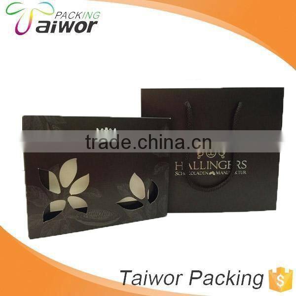 Black Color Silver Foil Stamping Carved Luxury Paper Shopping Bag