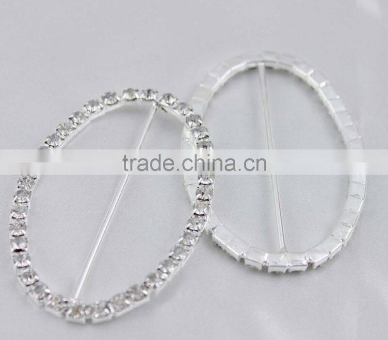 High Quality Oval Silver Fashion Crystal Buckle for Ribbon B019