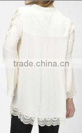 2013 customize fashion lady blouse lace cotton shirt wholesaler
