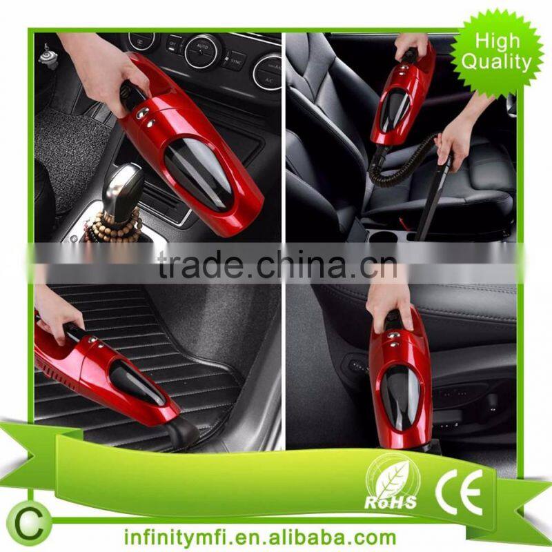 Dark red Portable 12V 80W Mini Car and Dry Car Vacuum Cleaner