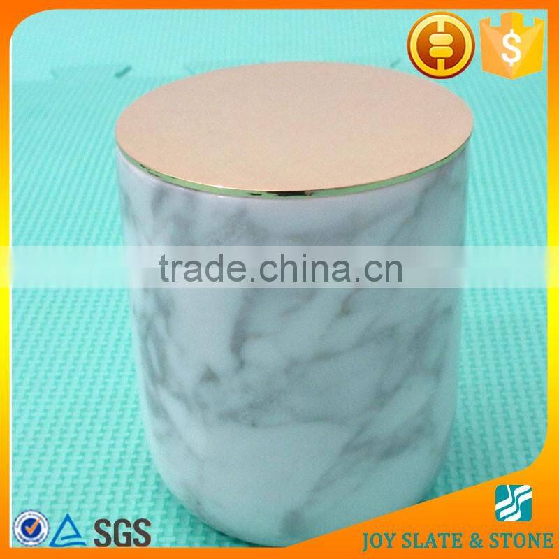 China factory pink marble cups/stone candle jar
