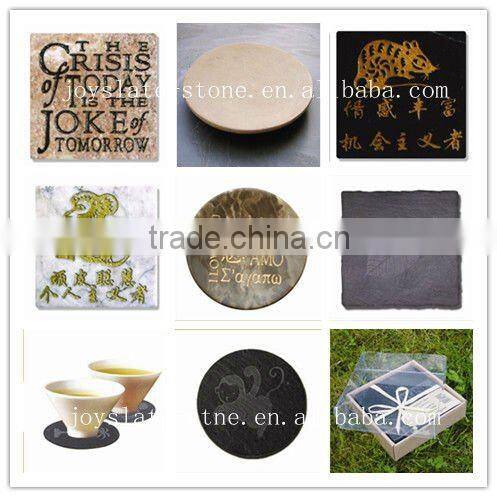 Natural black slate round coaster for homeware