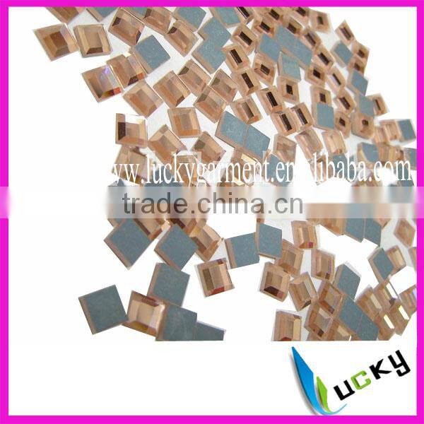 mirror glass flat back crystal rectangle shape 4x6 mm light peach