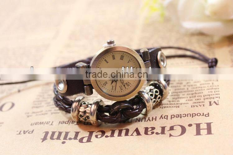 Genuine leather quartz watch