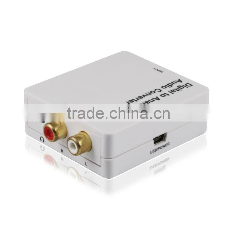 Shenzhen manufactured plasic housing Digital Coaxical Toslink to Analog R/L 3.5mm Audio Converter