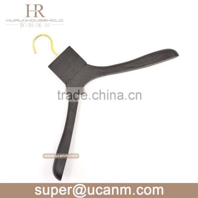 HRW-8600B hot sale classsical flat black ashtree wood clothes hanger