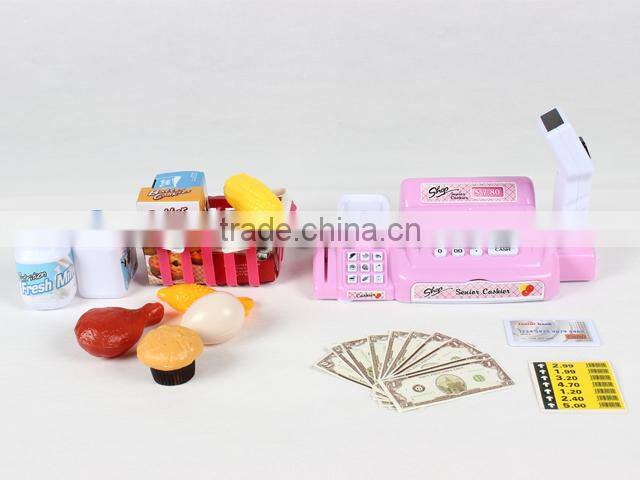 Children plastic shopping set toy with cash register