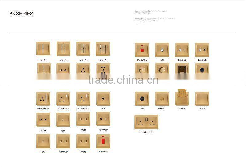 reset wall switch and socket , aluminium and stainless steel and PC panel