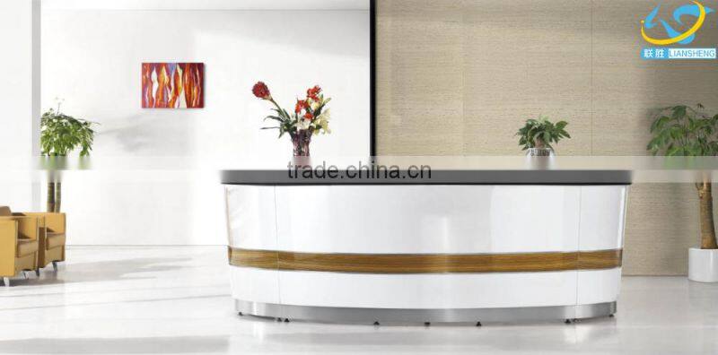 2016 China Factory Supply Beautiful white color wooden/MFC board reception table office furniture without 3D