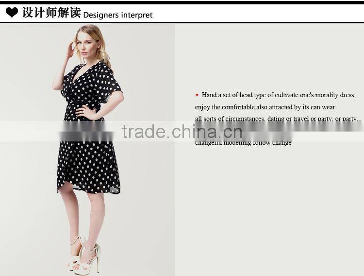 2016 new spring dress printing MM and Polka Dot Chiffon Dress