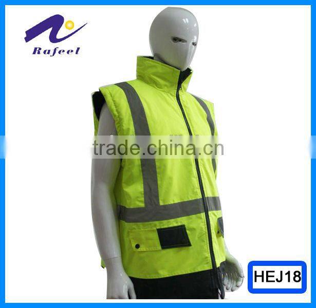 hi-vis waterproof quilted cotton bomber jacket