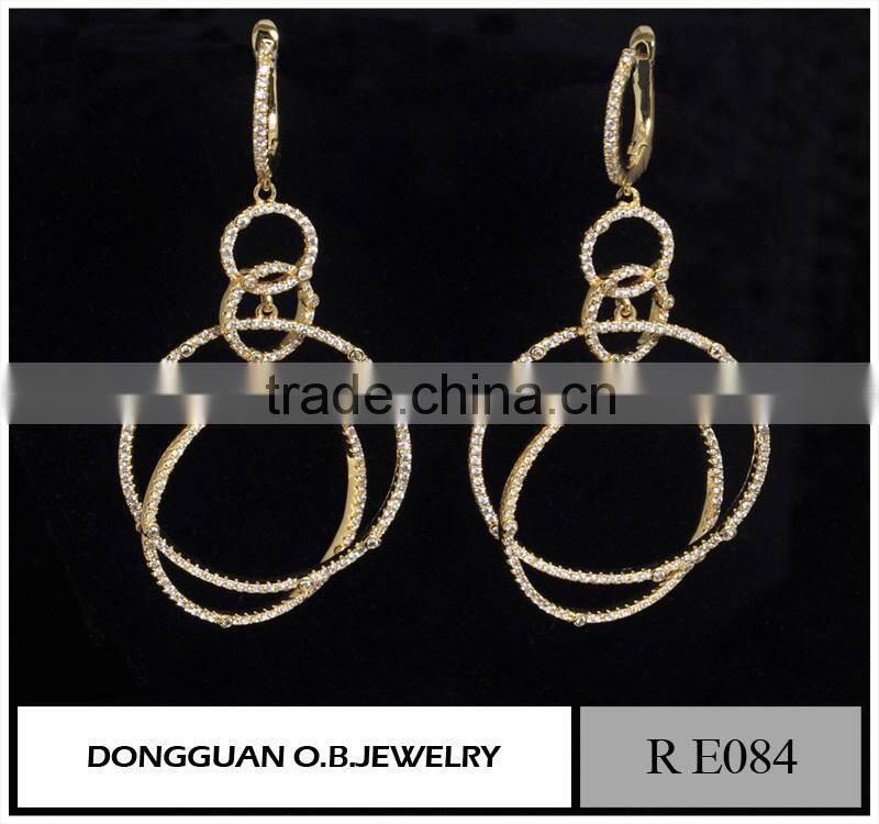 18k Gold Plated Austrian Crystal Dangle Double Pearl Earrings