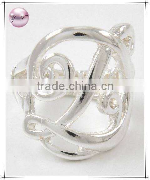 Gold Tone Metal Black Epoxy Lead nickel Compliant Initial W Stretch Ring