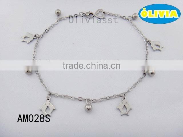 Olivia Jewelry Hotsale Stainless Steel New Gold Anklet Designs For Girls With Ten Charm