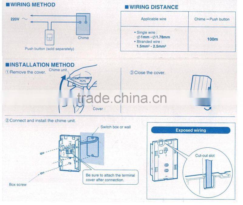 Apartment remote control hanging talking doorbell audio intercom system