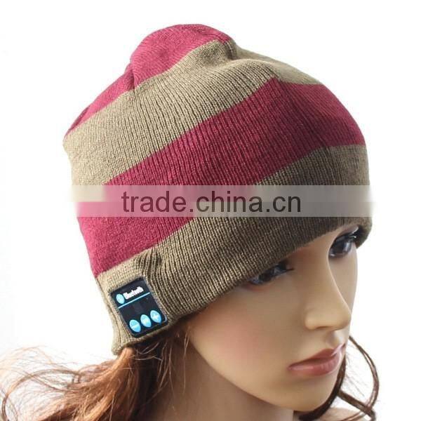 Cool Striped Wireless Bluetooth Music Knit Hat with Handsfree Smart Cap Headset