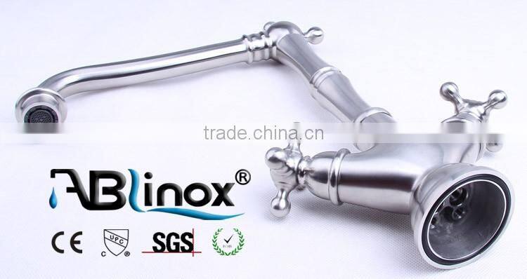 Classical Stainless steel double handle upper kitchen faucet for hotel