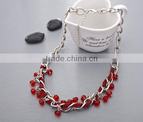 Exclusive design national Hand-woven red roped beaded curved needle diy crystal necklace choker necklace