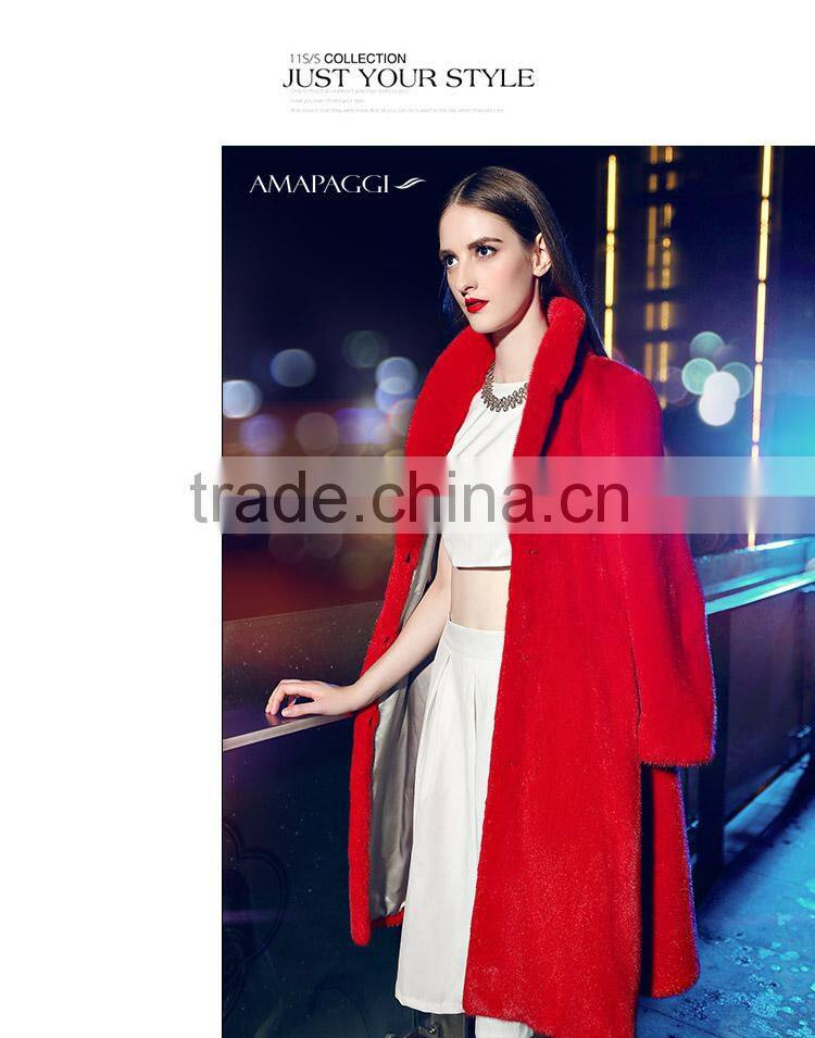 Red mink fur parka coat wholesale