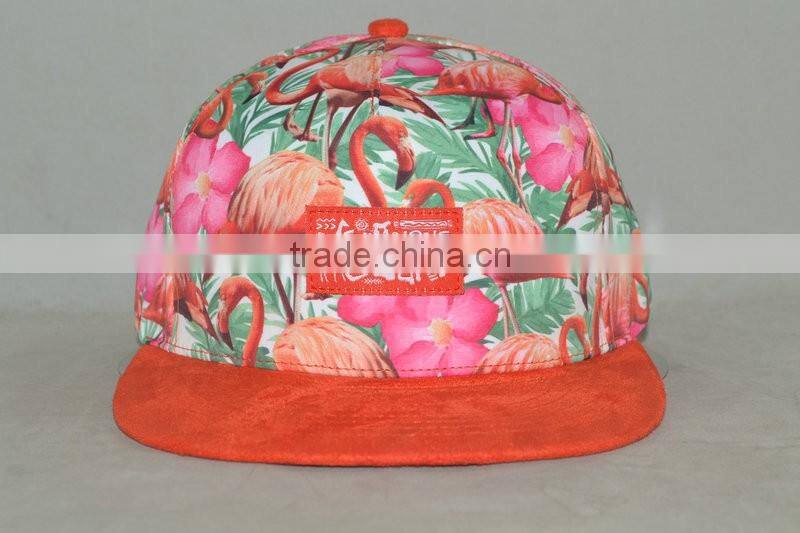 Guangzhou hat factory professional custom 100% polyester/animal camouflage and orange/embroidery logo/flat brim hat