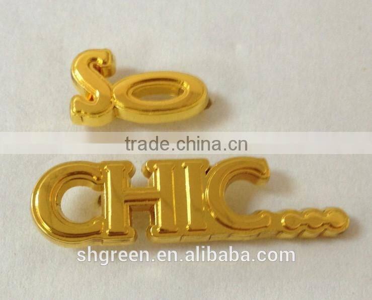 Chic shiny golden metal swing tag for plastic product