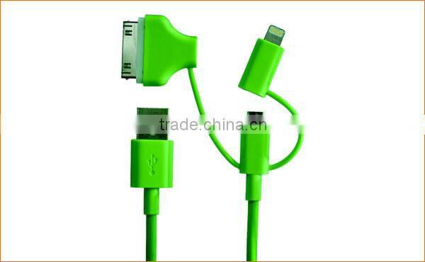 Mfi certified 2.4A fast charge 3 in 1 Combo charging usb Cable for devices