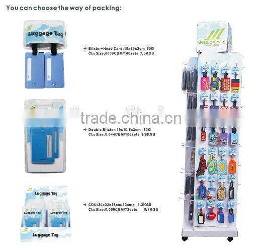 2014 New Design PVC Travel Luggage Tag with printing/new mould and material TAG for luggage or bag