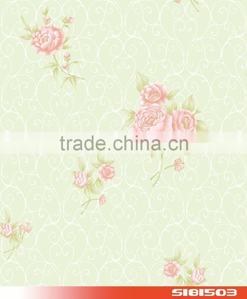 pink flower floral modern pvc wallpaper wallcovering S181507
