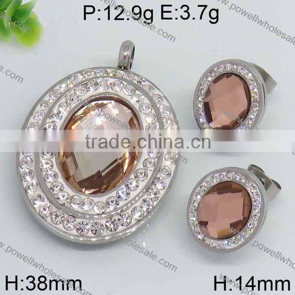 New Arrival Good quality wholesale silver diamond colorful jewelry set