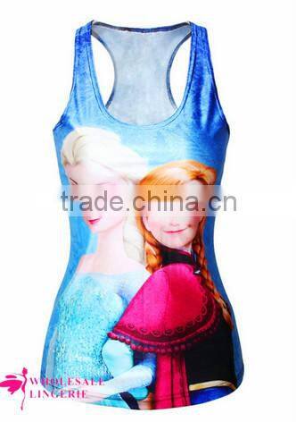 Wholesale Pinky Ladies With Corsets Printed Black stringer tank top for women
