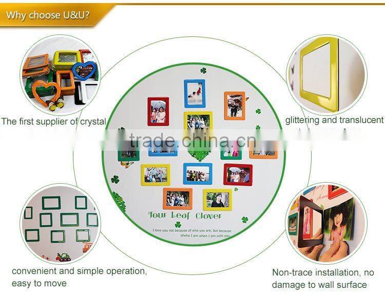 Advertising product 4" x 6" fridge magnet photo frame Color soft PVC photo frame stick on the wall