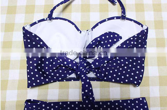 2016 new arrival wave retro high waist bikini