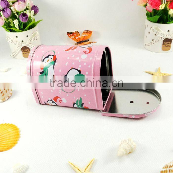 pretty snowman tin mail box