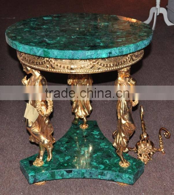 European Style Round Lamp Table, Gilt Bronze Ladies Supported Decorative Small Coffee Table