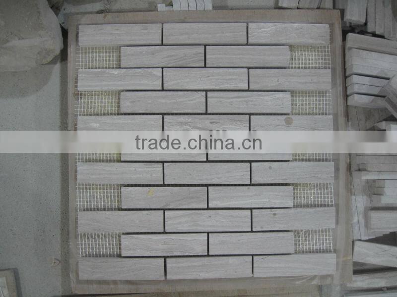 white wood Marble Mosaic tile 12x12 rectangular small pieces polished price
