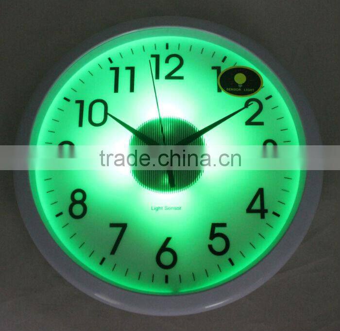 Light sensor wall clock/Light in the Dark clock/office round wall clock