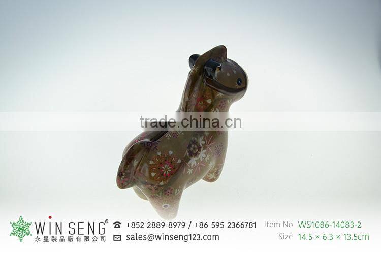 cheap coin box lovely design flower patterns horse shaped ceramic animal piggy bank