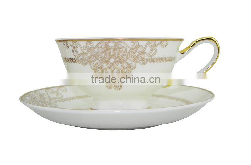 2014 New Product 200ml Bone China European Style Flower Pattern coffee mug with Saucer Set for home decoration