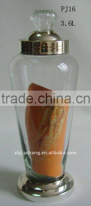 3.6L glass ginseng jar with metal rack PJ16