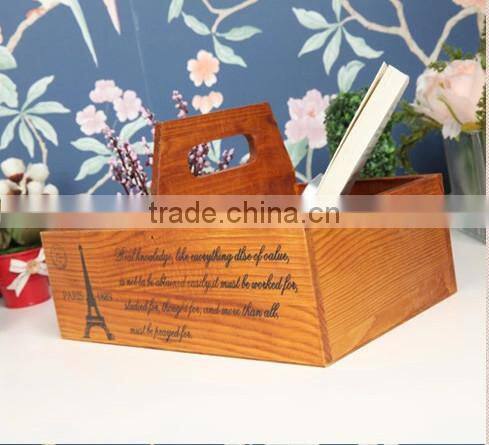Portable wooden creative storage box for grocery