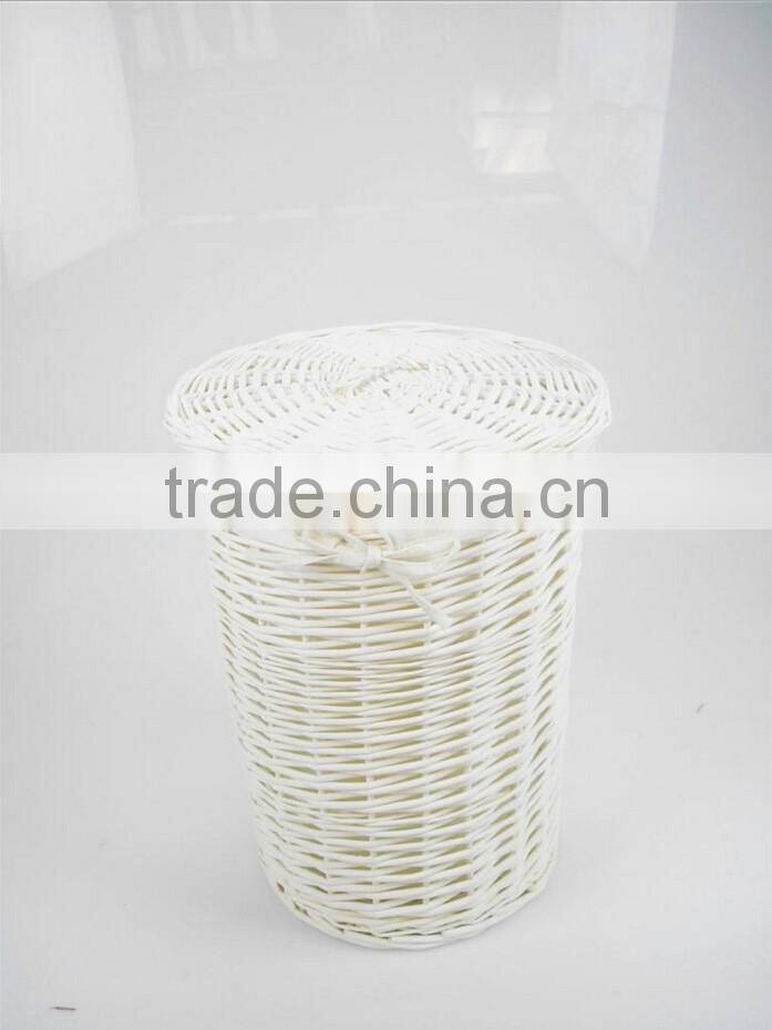 willow weave white wicker laundry basket