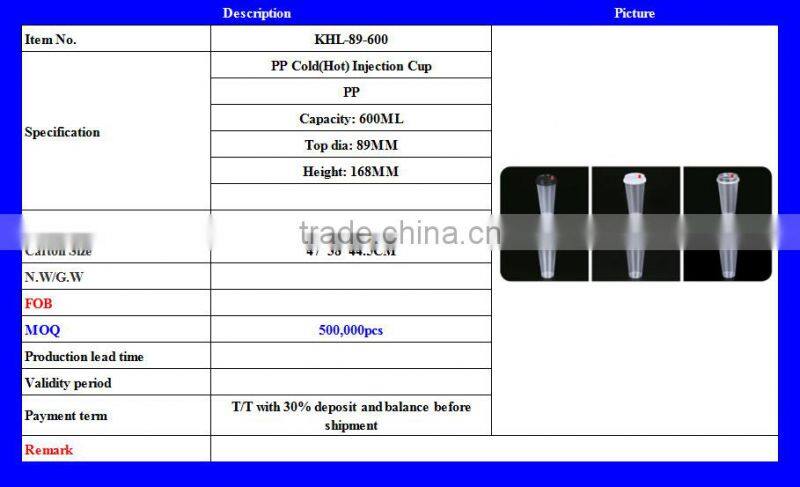PP Cup plastic cup 600ML transparent drink cup disposable cup injection with lid