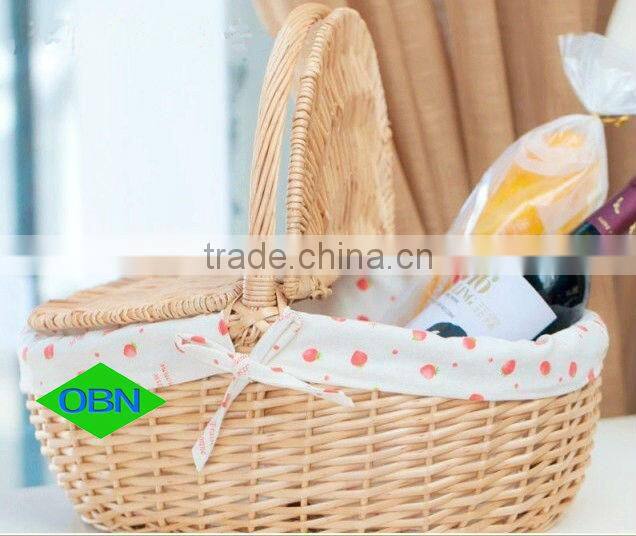 Wholesale wicker shopping basket with lid