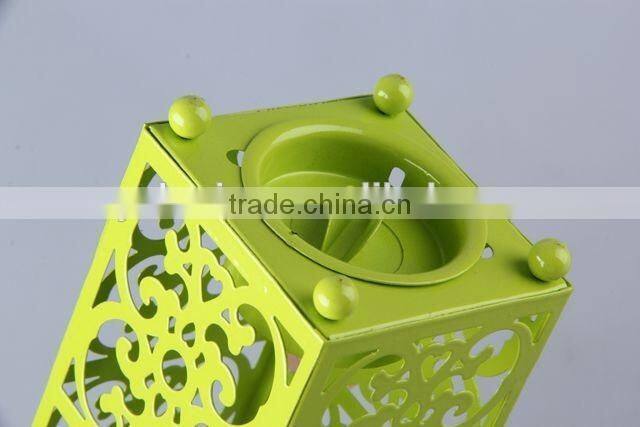 Home Decoration Candlestick/hollow out Design Iron+Glass Candle Holder